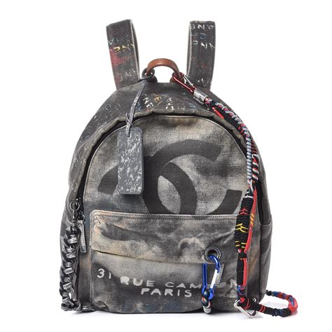 chanel graffiti printed canvas medium backpack|authentic chanel backpack.